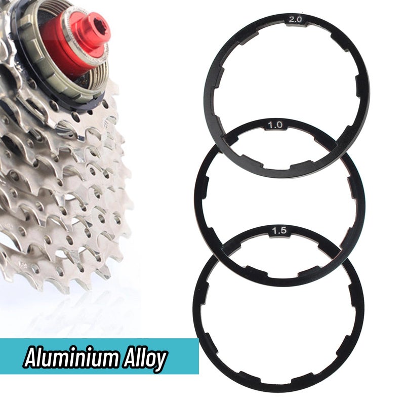 VGEBY Cassette Spacer 3 Pcs/Set, 3 Sizes Headset Spacer with Flywheel Hub Spacer (1mm+1.5mm+2mm) â€“ Cycling Bottom Bracket Axle Washer Gasket for Bicycle Freehub & Bottom Bracket - Image 3